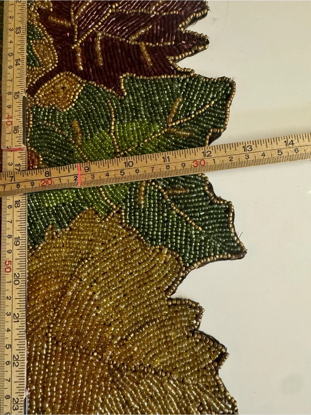 Pier 1 Imports  Discontinued Heavily Beaded Green/Plum/Brown/Orange Table Runner